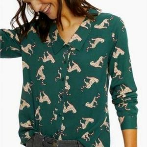 Compañía Fantástica Cheetah Button Up Shirt Sz M